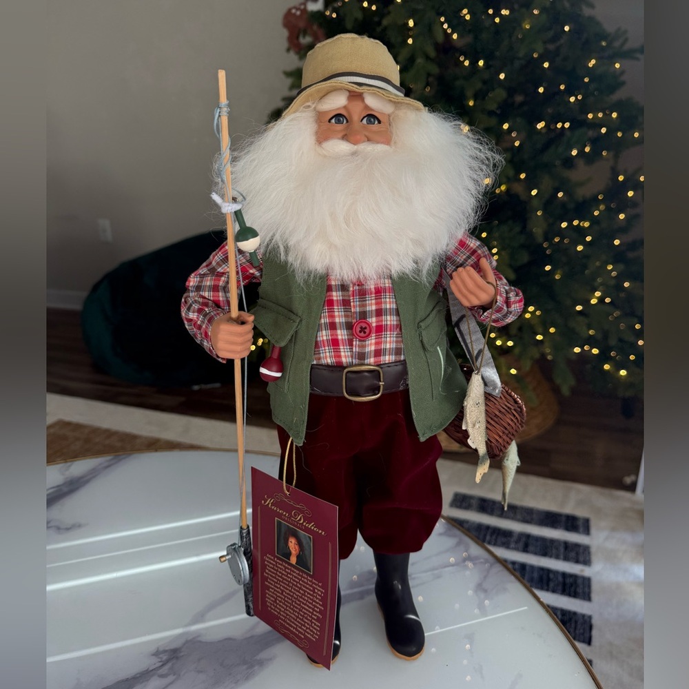 Karen Didion Originals Fishing Santa Figurine, 17 Inches - Handmade NEW - NO BOX - Picture 12 of 13